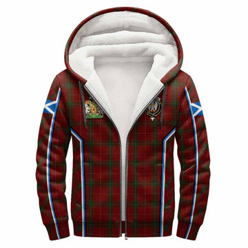 Carruthers Tartan Crest Sherpa Hoodie Scotland Coat of Arm Flag Style