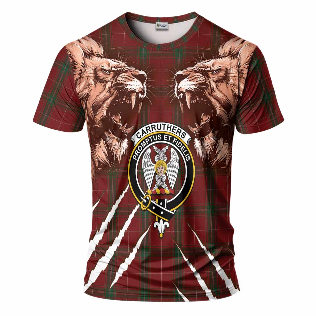 Carruthers Tartan Crest T-Shirt Ferocious Lion Style