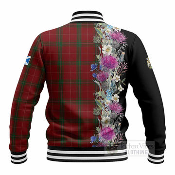 Carruthers Tartan Crest Thistle Floral Baseball Jacket - Tartan Vibes Clothing