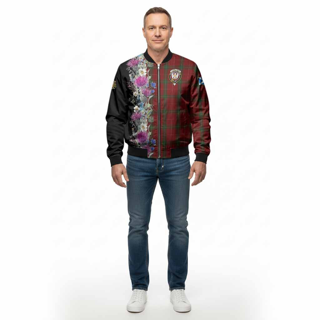 Carruthers Tartan Crest Thistle Floral Bomber Jacket - Tartan Vibes Clothing