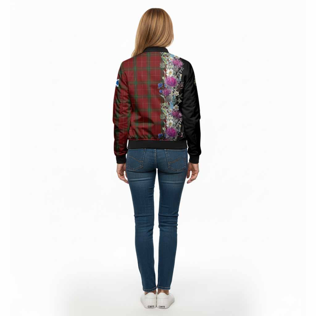 Carruthers Tartan Crest Thistle Floral Bomber Jacket - Tartan Vibes Clothing