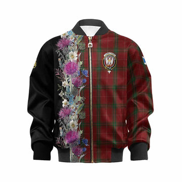 Carruthers Tartan Crest Thistle Floral Kid Bomber Jacket Kid XS - Tartan Vibes Clothing