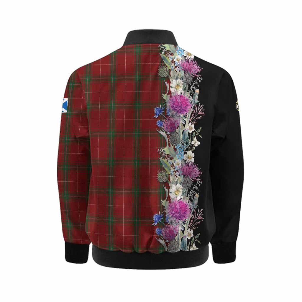 Carruthers Tartan Crest Thistle Floral Kid Bomber Jacket Kid - Tartan Vibes Clothing