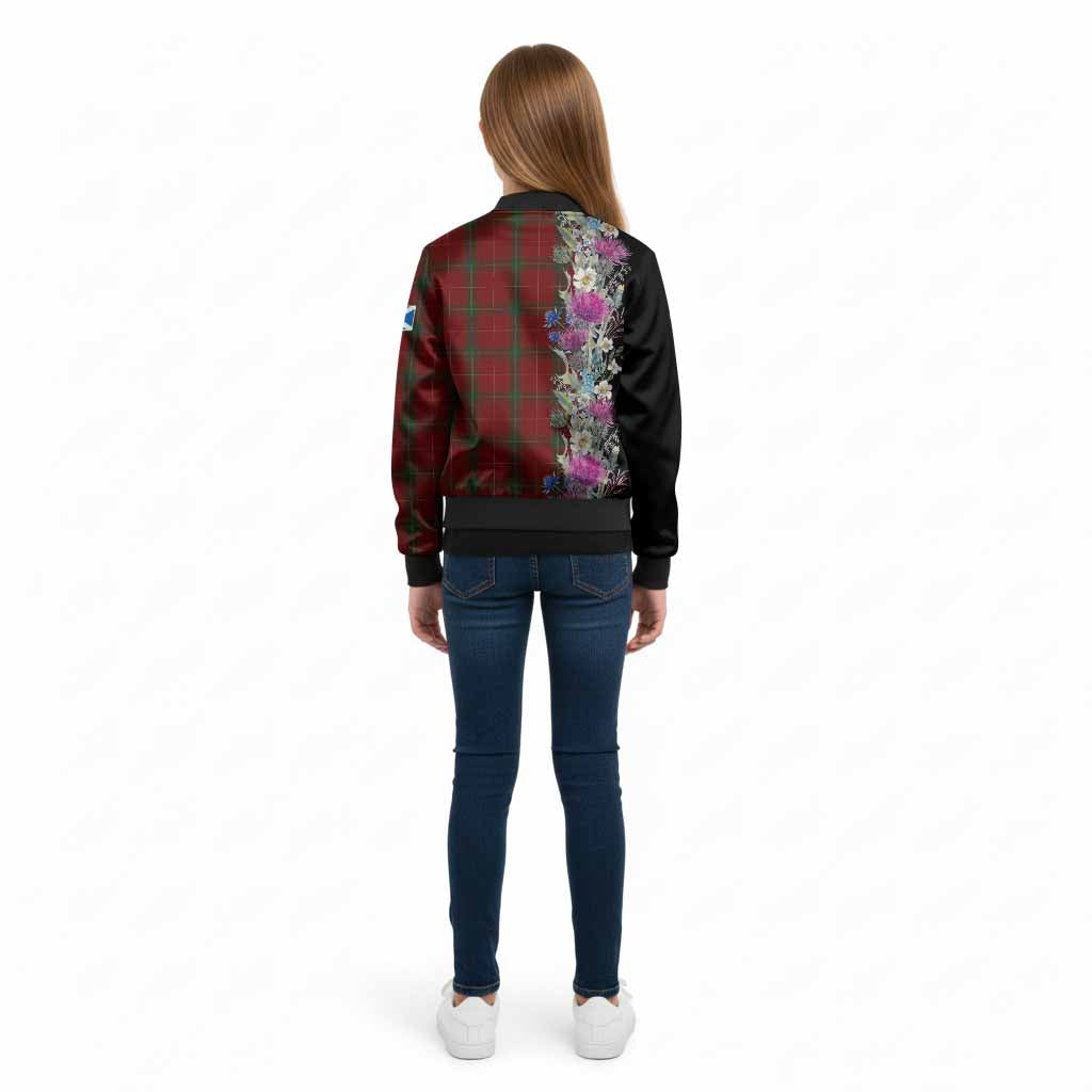 Carruthers Tartan Crest Thistle Floral Kid Bomber Jacket - Tartan Vibes Clothing