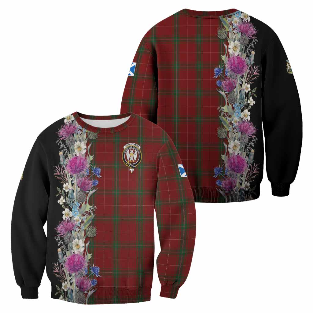 Carruthers Tartan Crest Thistle Floral Sweatshirt - Tartan Vibes Clothing