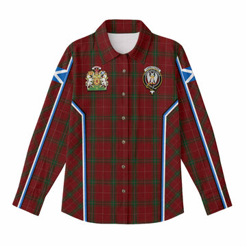 Carruthers Tartan Crest Women Casual Shirt Scotland Coat of Arm Flag Style