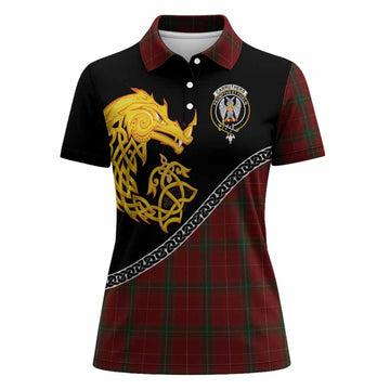 Carruthers Tartan Crest Women Polo Shirt Legendary Dragon Knot Half Style