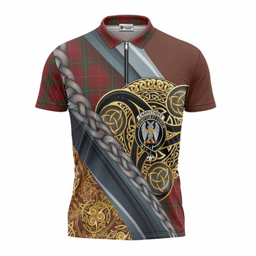 Carruthers Tartan Crest Zipper Polo Shirt Scottish Triskele Celtic