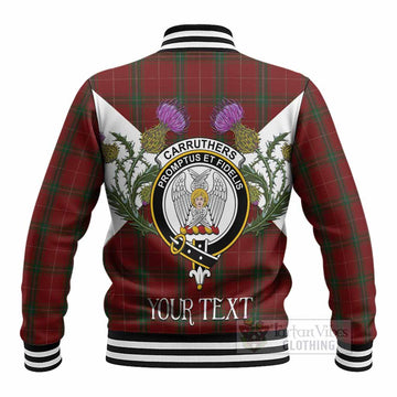 Carruthers Tartan Family Crest Baseball Jacket Scottish Burns Night Thistle Floral