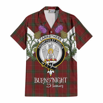 Carruthers Tartan Family Crest Cotton Hawaiian Shirt Scottish Burns Night Thistle Floral