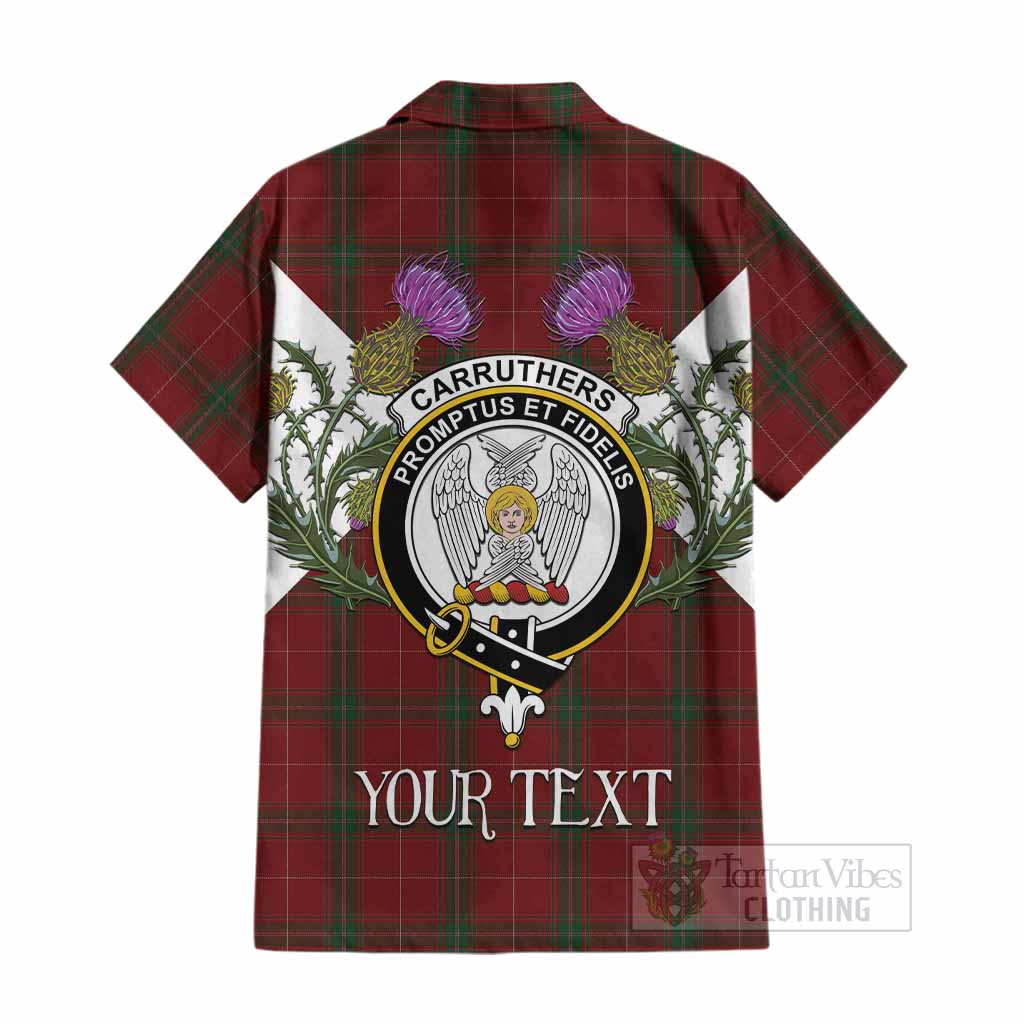 Carruthers Tartan Family Crest Cotton Hawaiian Shirt Scottish Burns Night Thistle Floral
