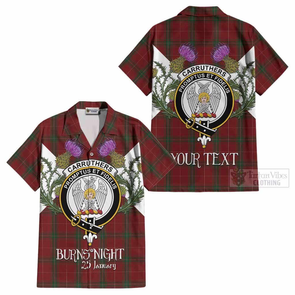 Carruthers Tartan Family Crest Cotton Hawaiian Shirt Scottish Burns Night Thistle Floral