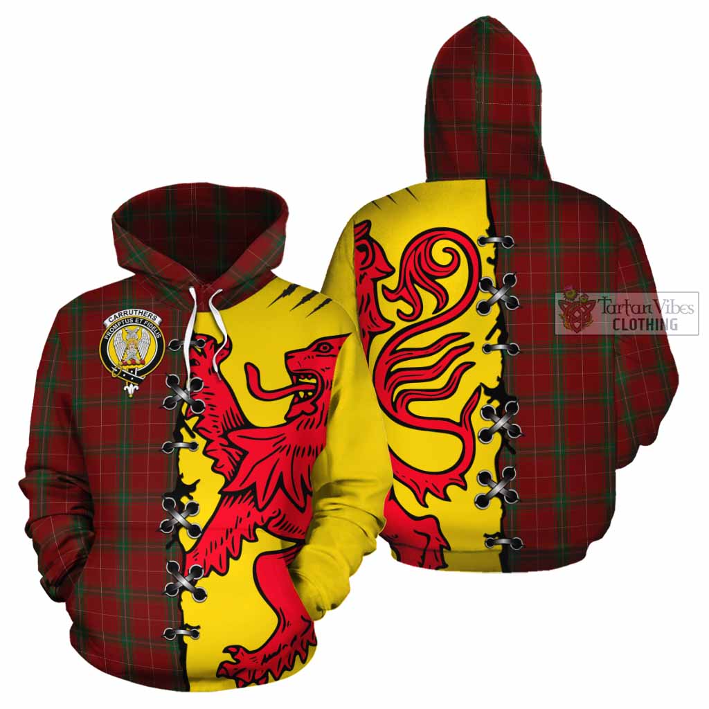Carruthers Tartan Family Crest Cotton Hoodie Lion Rampant Honor - Tartan Vibes Clothing