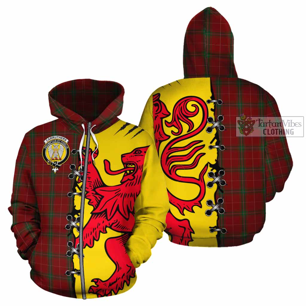Carruthers Tartan Family Crest Cotton Hoodie Lion Rampant Honor - Tartan Vibes Clothing
