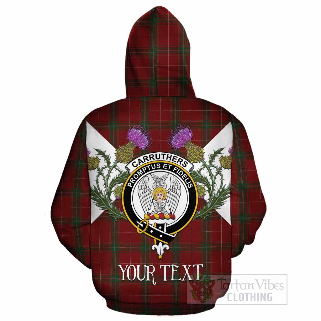 Carruthers Tartan Family Crest Cotton Hoodie Scottish Burns Night Thistle Floral