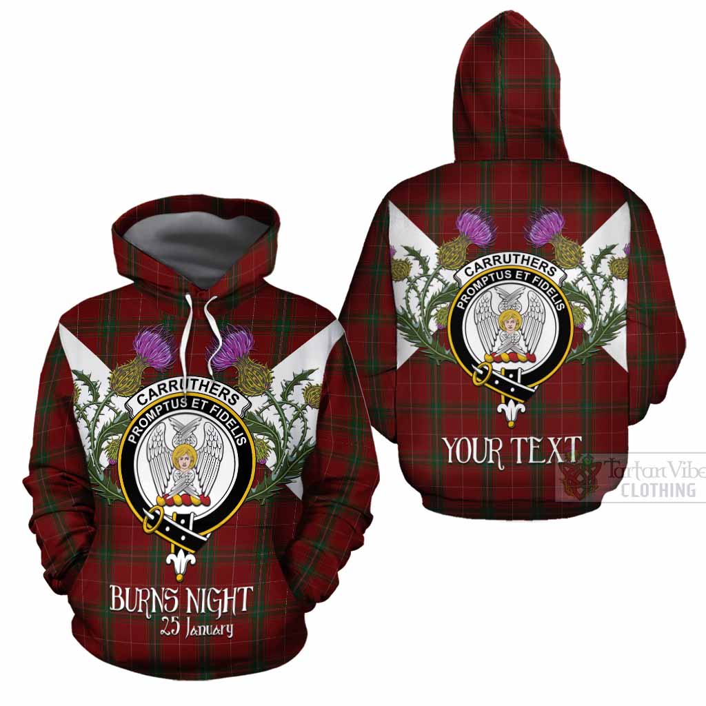Carruthers Tartan Family Crest Cotton Hoodie Scottish Burns Night Thistle Floral