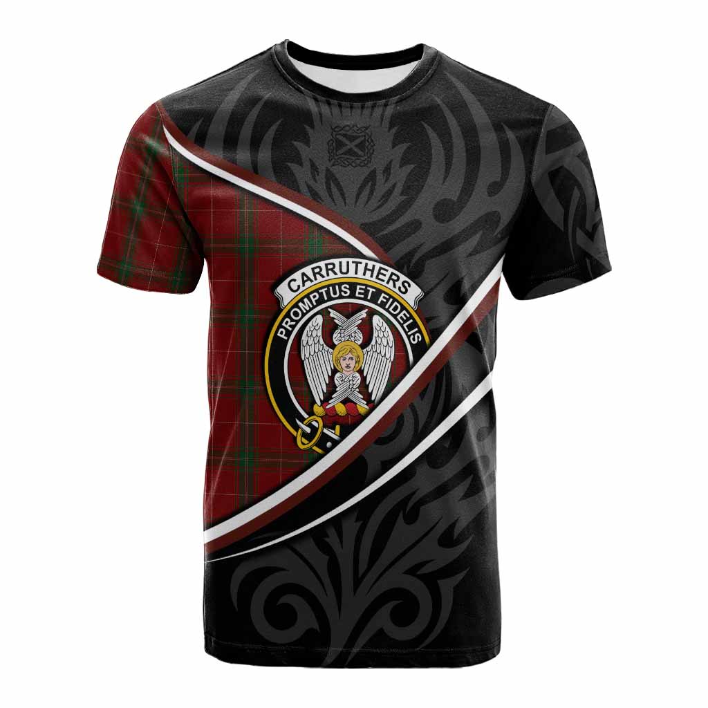 Carruthers Tartan Family Crest Cotton T-shirt Celtic Scottish Thistle Floral - Tartan Vibes Clothing