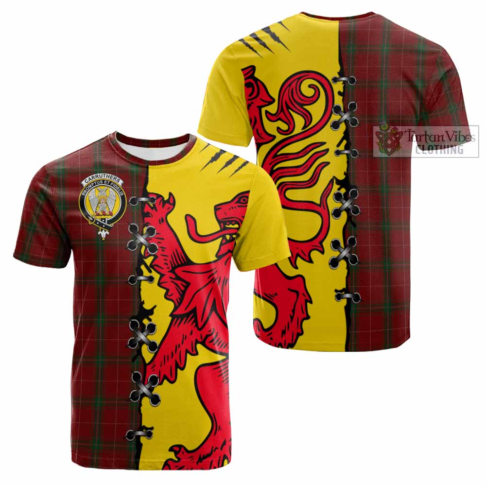 Carruthers Tartan Family Crest Cotton T-shirt Lion Rampant Honor - Tartan Vibes Clothing