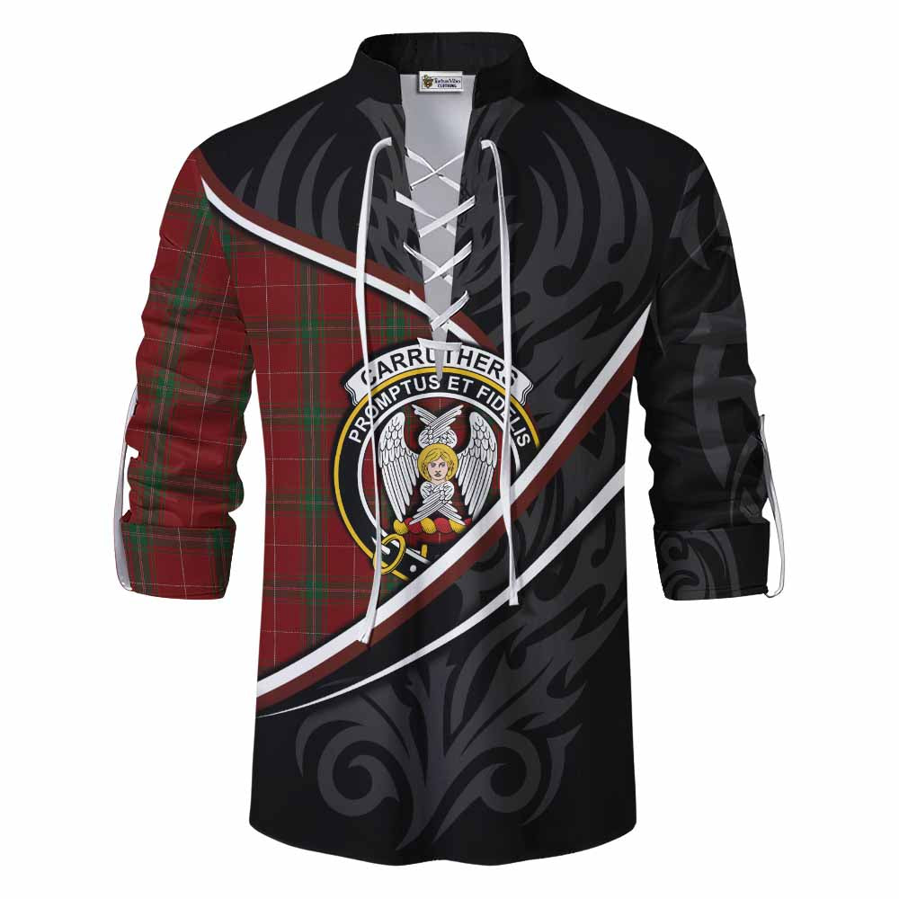 Carruthers Tartan Family Crest Ghillie Kilt Shirt Celtic Scottish Thistle Floral - Tartan Vibes Clothing