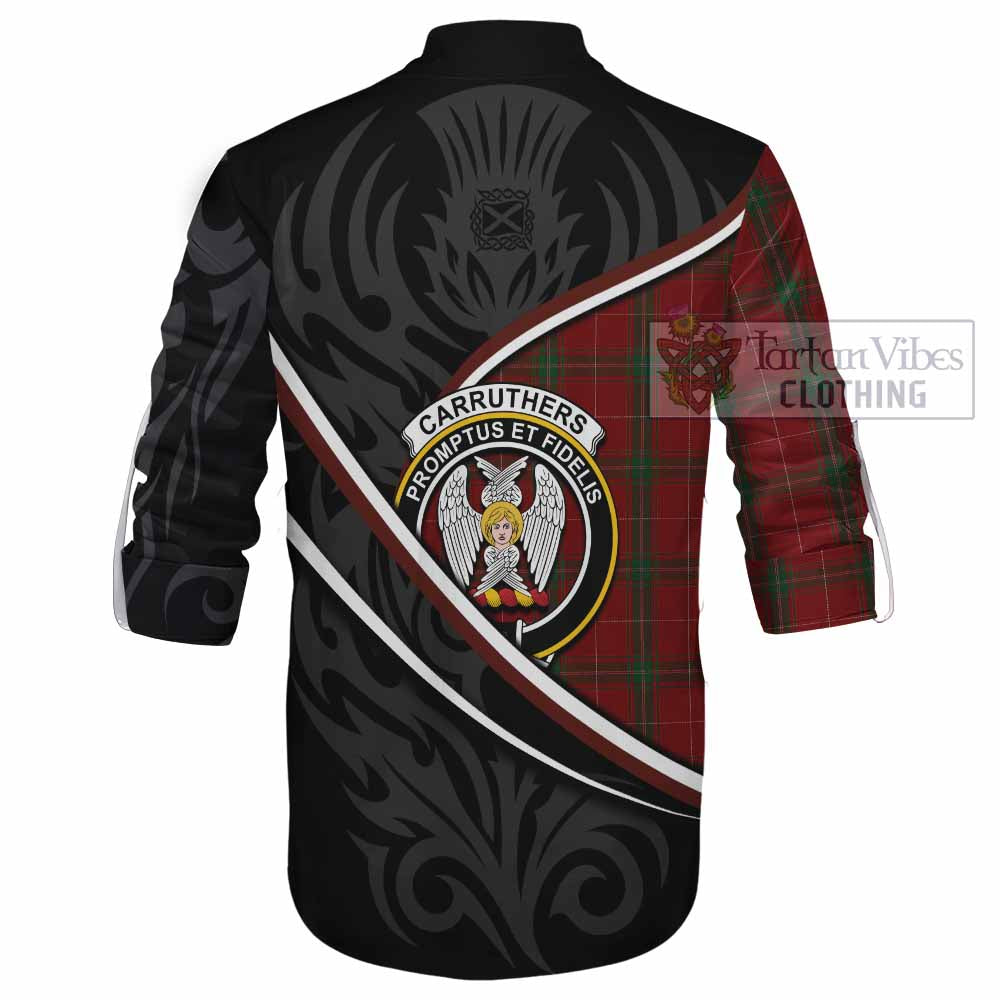 Carruthers Tartan Family Crest Ghillie Kilt Shirt Celtic Scottish Thistle Floral - Tartan Vibes Clothing