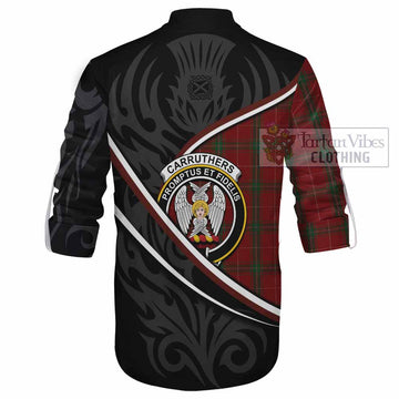 Carruthers Tartan Family Crest Ghillie Kilt Shirt Celtic Scottish Thistle Floral - Tartan Vibes Clothing