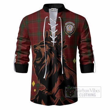 Carruthers Tartan Family Crest Ghillie Shirt Crowned Lion Roaring