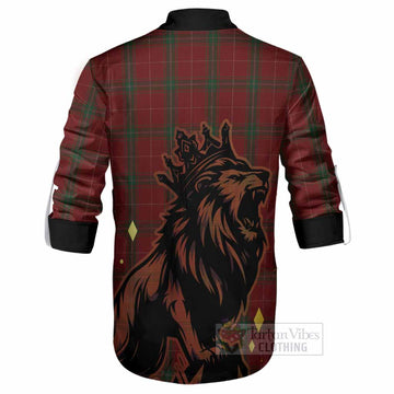Carruthers Tartan Family Crest Ghillie Shirt Crowned Lion Roaring