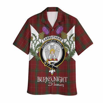 Carruthers Tartan Family Crest Hawaiian Shirt Scottish Burns Night Thistle Floral