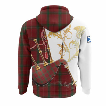Carruthers Tartan Family Crest Hoodie Bagpipes with Scottish Thistle