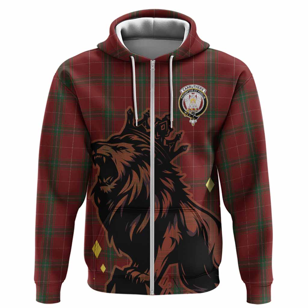 Carruthers Tartan Family Crest Hoodie Crowned Lion Roaring