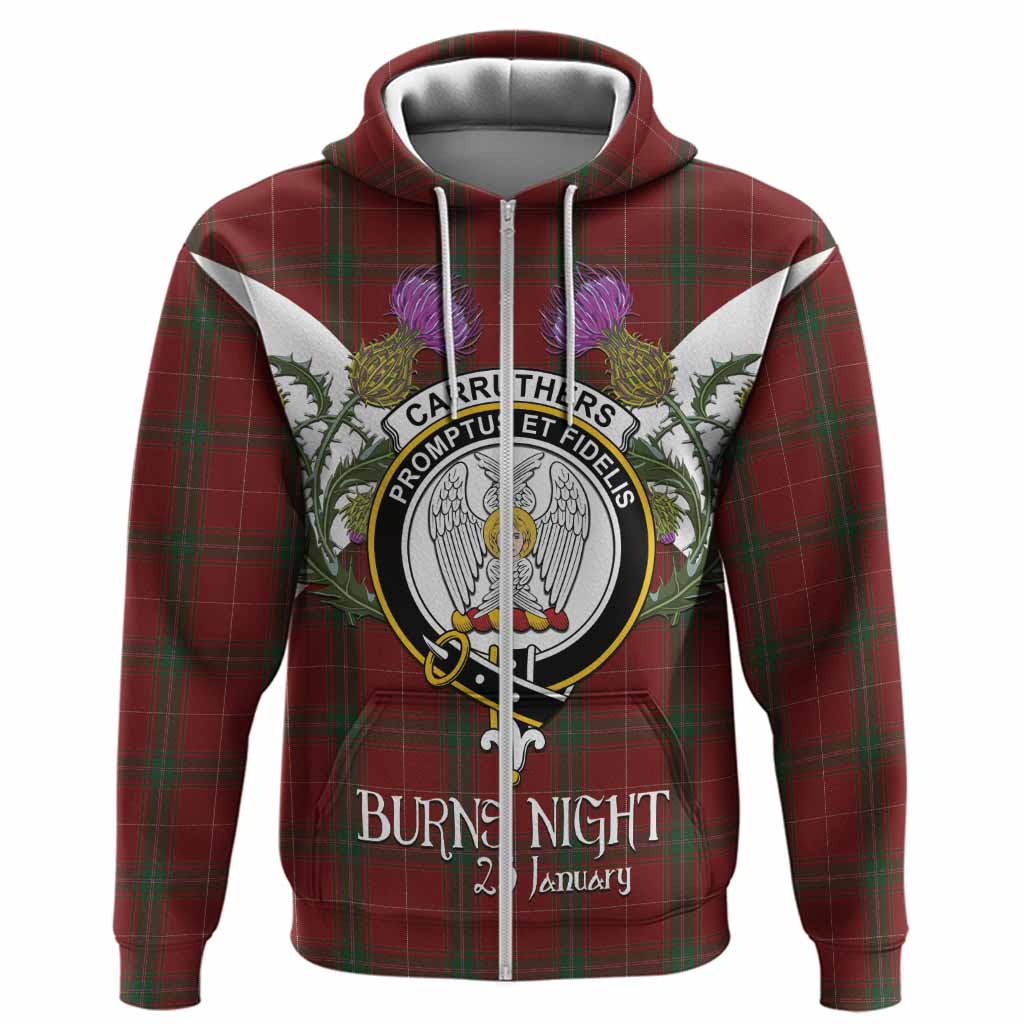 Carruthers Tartan Family Crest Hoodie Scottish Burns Night Thistle Floral