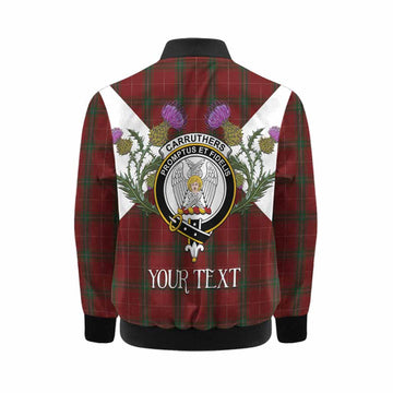 Carruthers Tartan Family Crest Kid Bomber Jacket Scottish Burns Night Thistle Floral