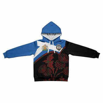 Carruthers Tartan Family Crest Kid Hoodie Scotland Thistle Floral Flag Style