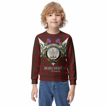Carruthers Tartan Family Crest Kid Knitted Sweatshirt Scottish Burns Night Thistle Floral