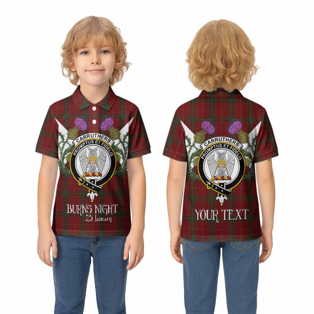Carruthers Tartan Family Crest Kid Polo Shirt Scottish Burns Night Thistle Floral