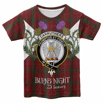 Carruthers Tartan Family Crest Kid T-shirt Scottish Burns Night Thistle Floral