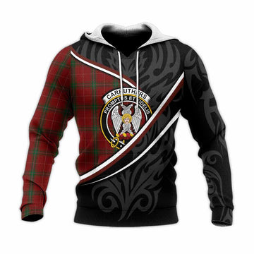 Carruthers Tartan Family Crest Knitted Hoodie Celtic Scottish Thistle Floral