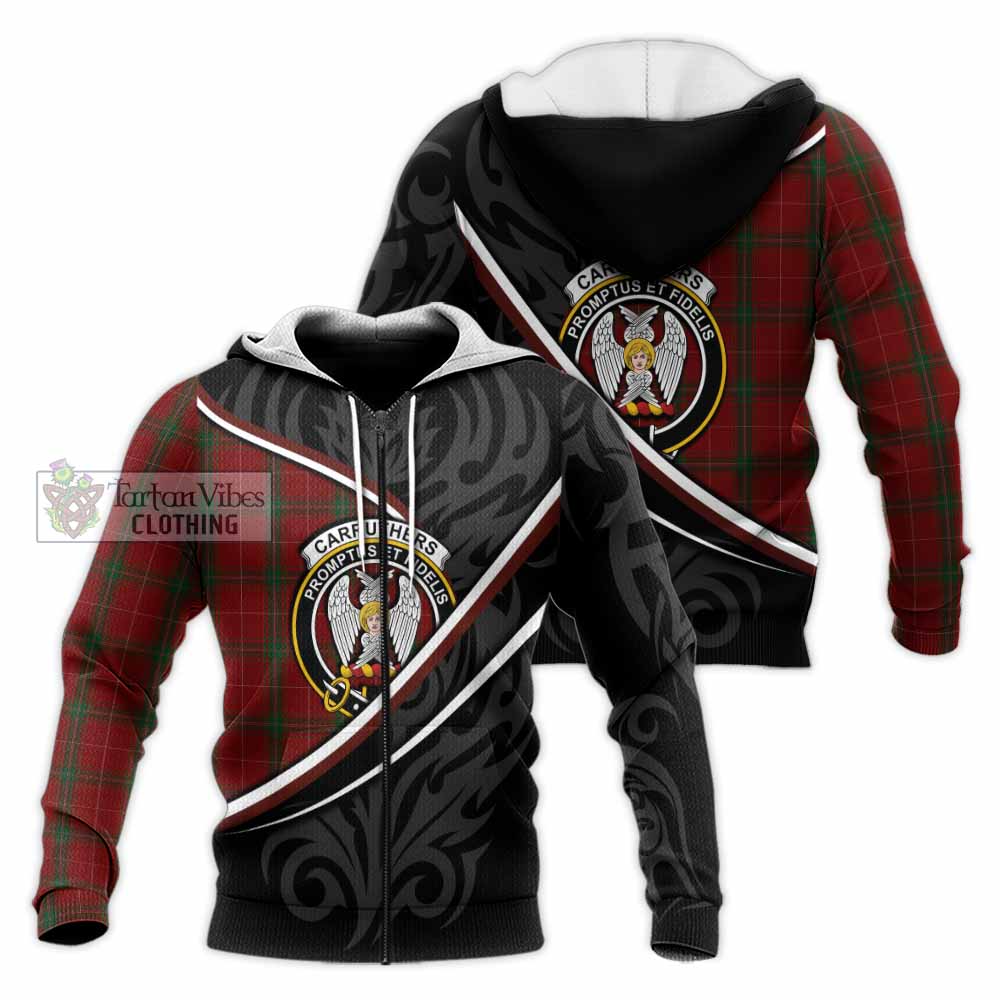 Carruthers Tartan Family Crest Knitted Hoodie Celtic Scottish Thistle Floral - Tartan Vibes Clothing