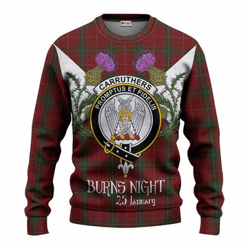 Carruthers Tartan Family Crest Knitted Sweater Scottish Burns Night Thistle Floral