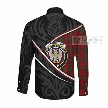 Carruthers Tartan Family Crest Long Sleeve Button Shirts Celtic Scottish Thistle Floral