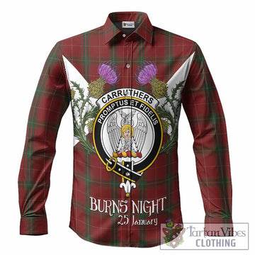 Carruthers Tartan Family Crest Long Sleeve Button Shirts Scottish Burns Night Thistle Floral