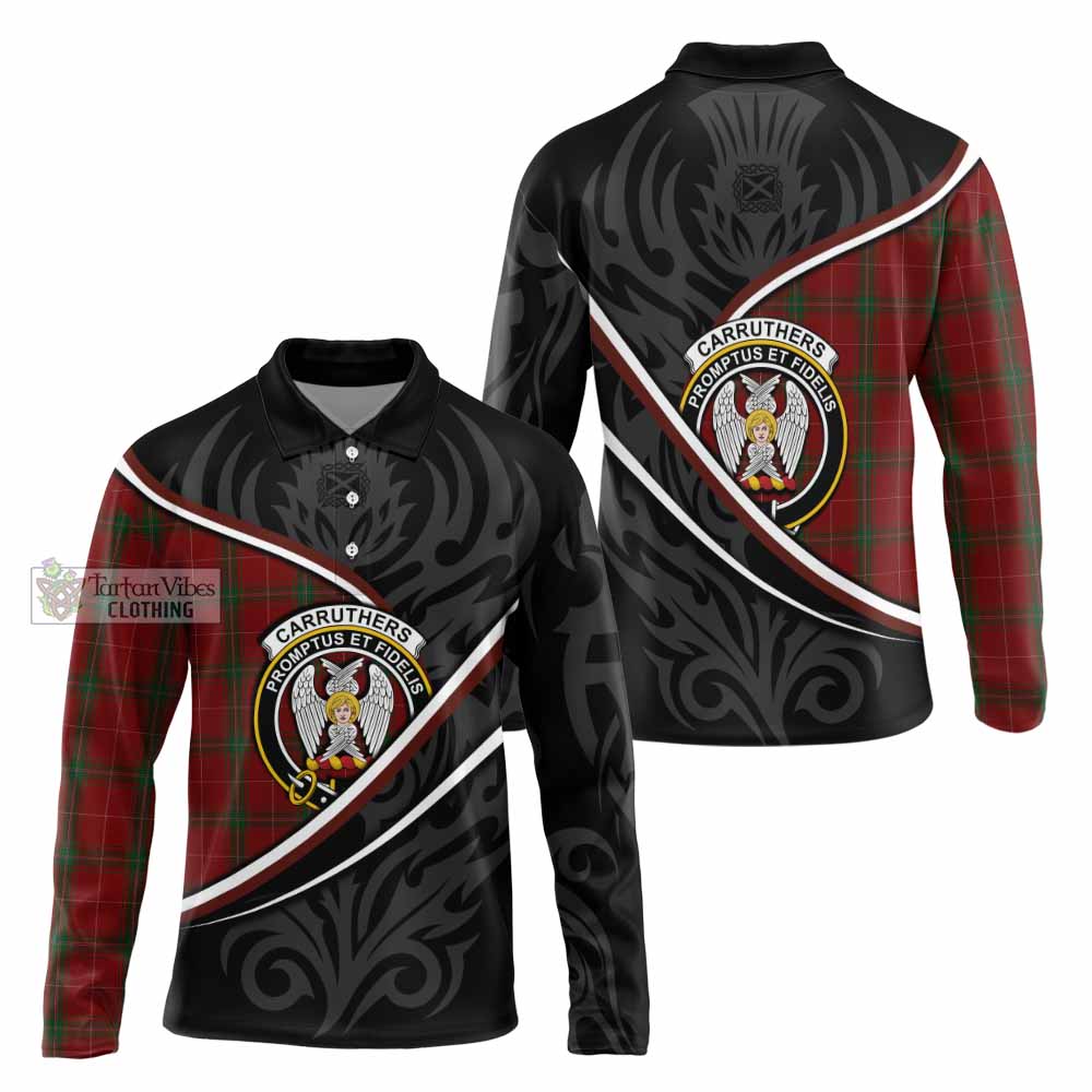 Carruthers Tartan Family Crest Long Sleeve Polo Shirt Celtic Scottish Thistle Floral - Tartan Vibes Clothing