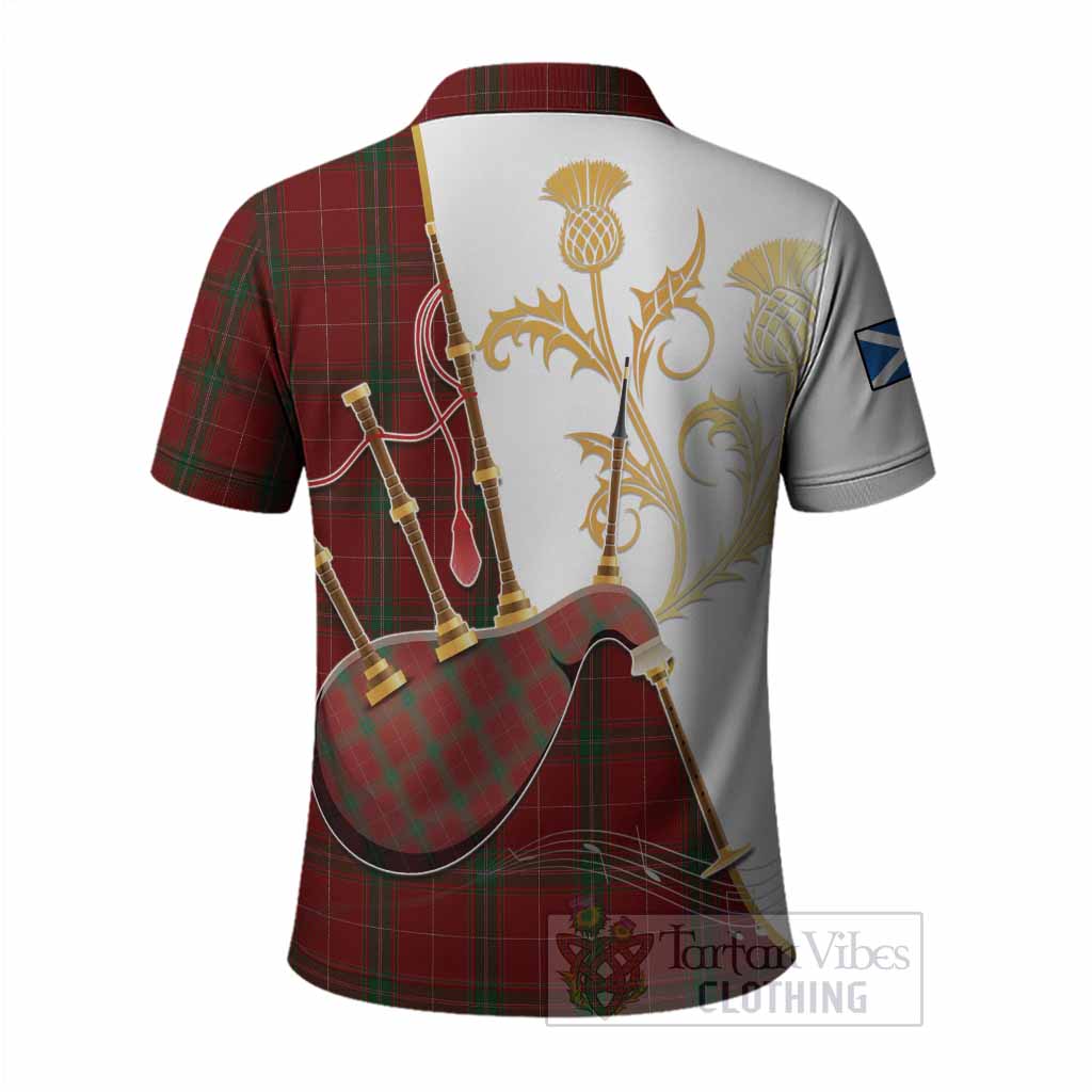 Carruthers Tartan Family Crest Polo Shirt Bagpipes with Scottish Thistle