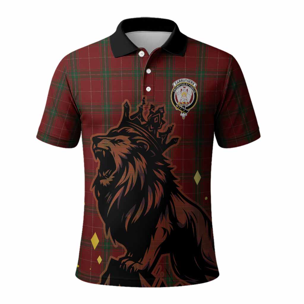 Carruthers Tartan Family Crest Polo Shirt Crowned Lion Roaring