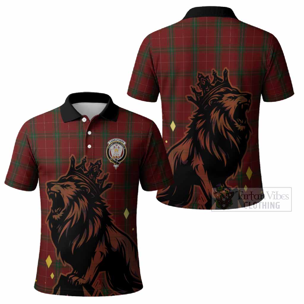 Carruthers Tartan Family Crest Polo Shirt Crowned Lion Roaring