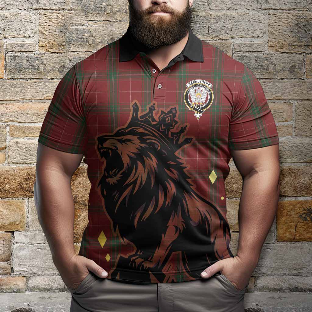 Carruthers Tartan Family Crest Polo Shirt Crowned Lion Roaring