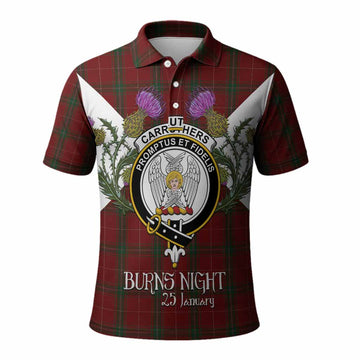 Carruthers Tartan Family Crest Polo Shirt Scottish Burns Night Thistle Floral