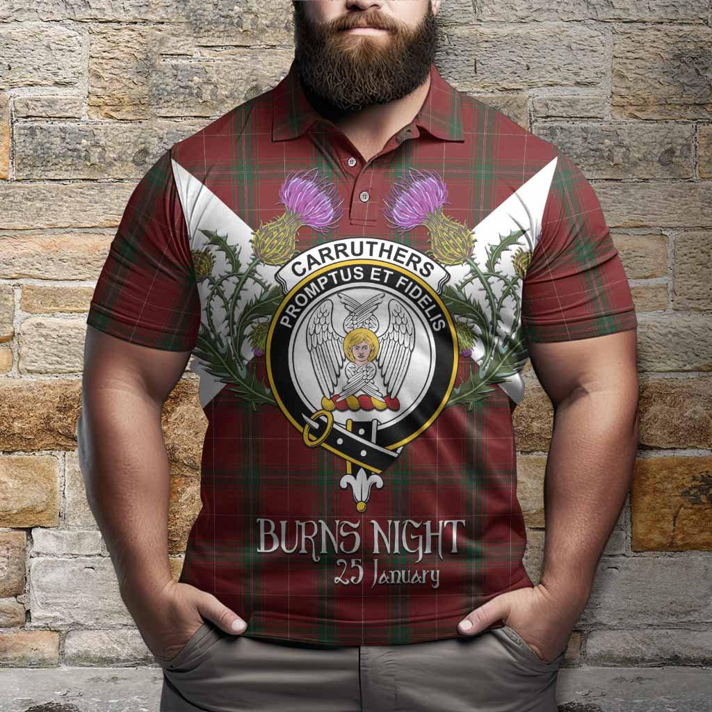 Carruthers Tartan Family Crest Polo Shirt Scottish Burns Night Thistle Floral