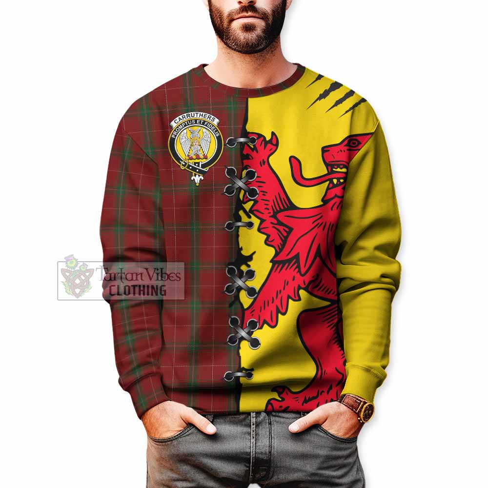 Carruthers Tartan Family Crest Sweatshirt Lion Rampant Honor - Tartan Vibes Clothing