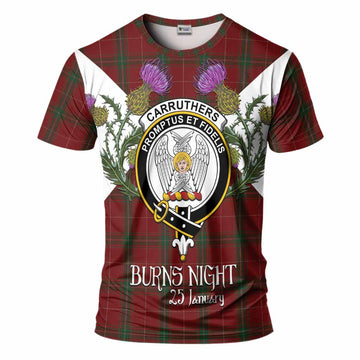 Carruthers Tartan Family Crest T-Shirt Scottish Burns Night Thistle Floral
